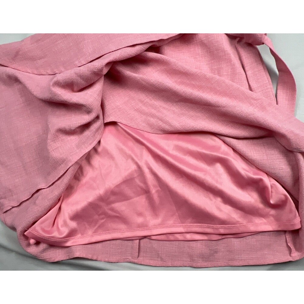 Altar’d State Pink Mini Dress Large Spaghetti Strap Faux Wrap - Picture 4 of 8